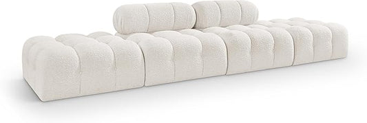 Meridian Furniture 611Cream-S136C Ames Collection Modern | Contemporary Modular Sectional with Rich Cream Boucle Fabric, Modular to Create Infinite Configurations, 136" W x 34" D x 28" H, Cream