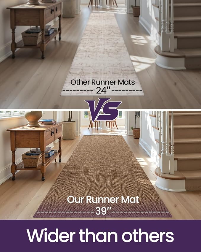 DEXI Hallway Runner Rug 3.3x10, Woven Braided Farmhouse Runner Carpet Indoor, Absorbent Thin Long Entryway Runners for Kitchen, Laundry Room, Patio Entrance, Brown - Image 9