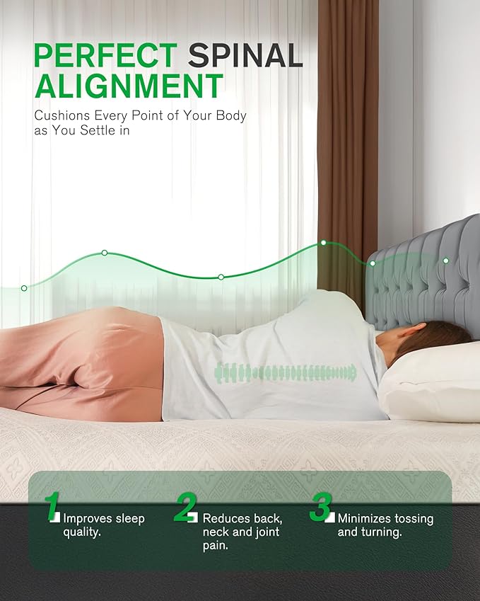 Life Balance 8 Inch Queen Size Mattress, Cooling Gel Memory Foam Mattress in a Box, Made in USA Queen Mattresses, Motion Isolation, Pressure Relief, Medium Firm, CertiPUR-US Certified, CY-8-Q