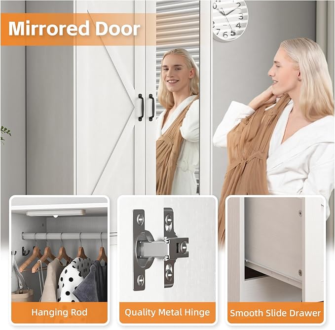 Armoire Wardrobe Closet (White-2 Door)