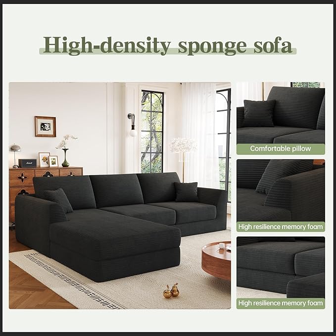106” Modular Sectional Sofa, Cloud Sectional Couch with Deep Seat, Modern Modular L-Shape Sofa Couch with Chaise,Upholstered Boneless Couches for Living Room Bedroom No Assembly Required