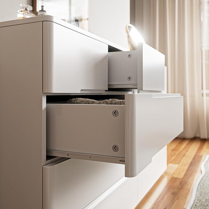LIVAUVEAD White Dresser for Bedroom,10 Drawer Double Dresser, Modern Chest of Drawers for Bedroom, Living Room, Entryway and Closet,15.7" D x 55.1" W x 31.5" H