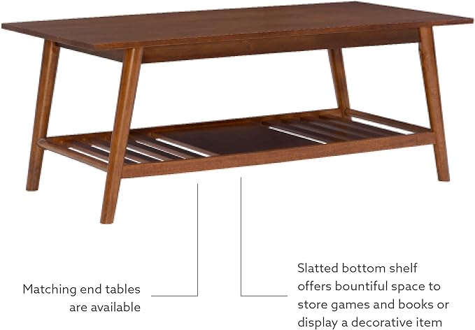Linon Mid Century Walnut Melissa Coffee Table
