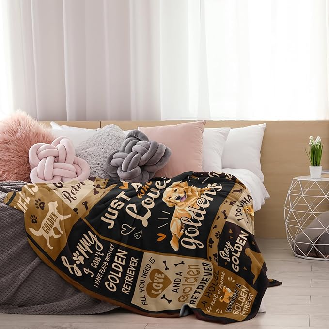 Mothers Day Golden Retriever Gifts for Women Blanket, Gifts for Golden Retriever Owners/Lovers/Mom/Kids/Dog for Birthday Soft Decor Throw Blanket 50"x60"