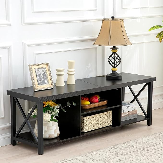 GAZHOME TV Stand for TV up to 65 Inches, TV Cabinet with Open Storage, TV Console Unit with Shelving for Living Room, Entertainment Room, Black - Image 3