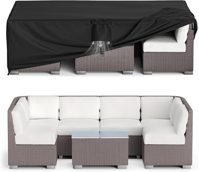 MR.COVER Outdoor Furniture Cover Waterproof, Rectangular Patio Sofa Cover, Summer UV Resistant & Winter Snow Proof 600D Heavy Duty Outdoor Table and Chair Protection Size 98L x 78W x 28H inch by MRCOVER