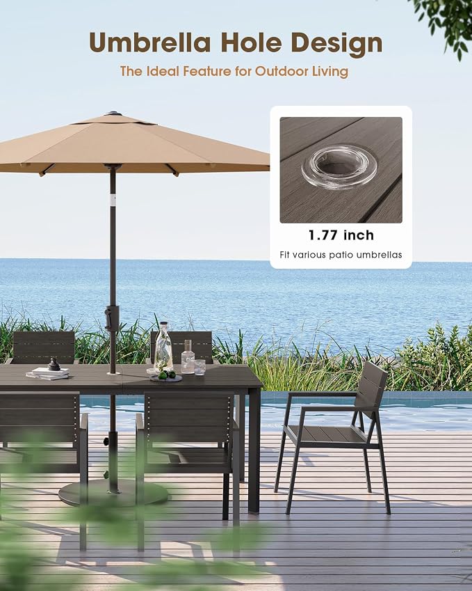 Outdoor Dining Chiars Set of 2, Aluminum Patio HDPS Outdooor Dining Chiars, All Weather Patio Furniture Set (Charcoal) - Image 4