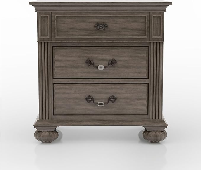Furniture of America Malierd Traditional Wood 6-Piece Set, Panel California King-Size Bed, 3-Drawer Nightstands, Chest, Dresser and Mirror for Bedroom, Gray