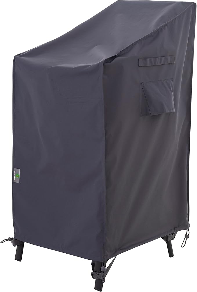 F&J Outdoors Patio Chair Covers, Heavy Duty Waterproof UV Resistant Outdoor Stackable Chair High Back Chair Cover, Grey, 27" W x 37" D x 47" H by FJOutdoors