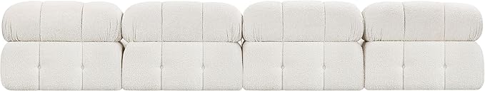 Meridian Furniture 611Cream-S136B Ames Collection Modern | Contemporary Modular Sofa with Rich Cream Boucle Fabric, Modular to Create Infinite Configurations, 136" W x 34" D x 28" H, Cream