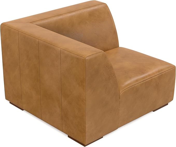 SIMPLIHOME Rex Corner Sofa Module in Full-Grain Genuine Leather, Sienna, 38-inches Wide, Handcrafted Modern-Style Corner Accent Chair for Living Room and Family Room