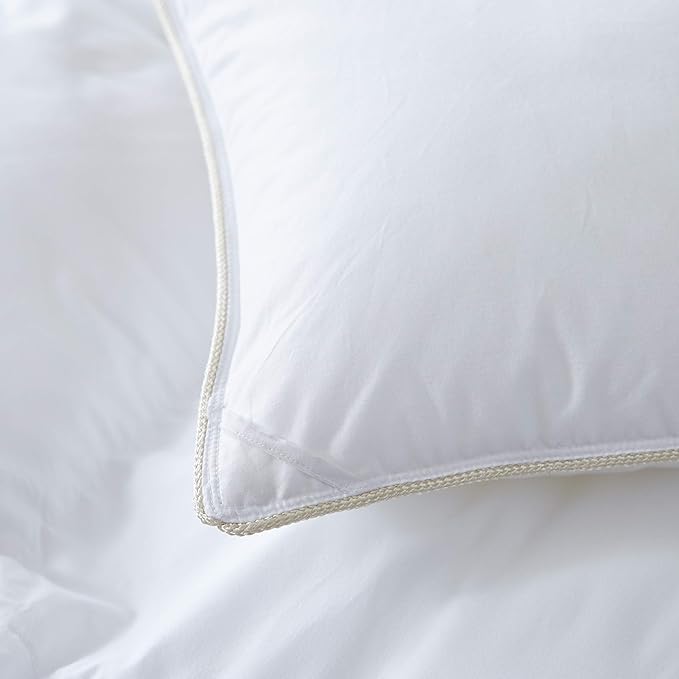 600-Thread-Count Egyptian Cotton Goose Down Comforter, 55 oz. Fill Weight, Baffle Box Design - Solid White (Queen Size)