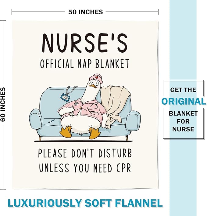 Nurses Week Gifts for Women/Men, Cute Nurses Appreciation Gifts - Soft LPN RN Nurse Blanket, Nursing Student Graduation Gift Flannel Throw Blanket 60" X 50"