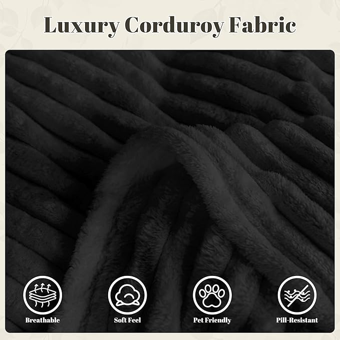 75" Cloud Loveseat Sofa, 26" Deep Seat Boneless Couches for Living Room, Modern 3 Seater Sofa with Throw Pillows, Corduroy Compression Sofa in Box, No Assembly Couch for Bedroom, Dorm, Black