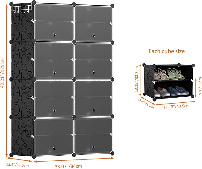 HOMIDEC Shoe Rack, 8 Tier Shoe Storage Cabinet 32 Pair Plastic Shoe Shelves Organizer for Closet Hallway Bedroom Entryway - Image 3