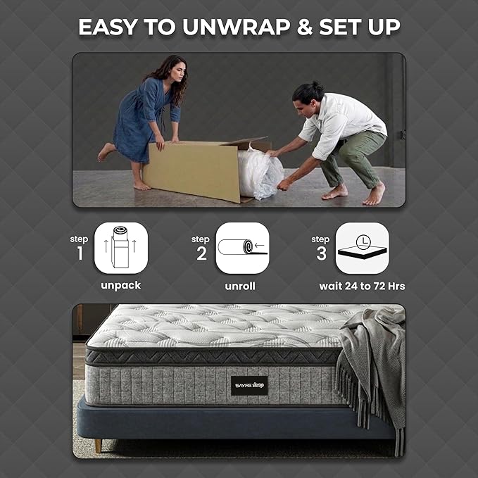Sayre 10 Inch Full Memory Foam Mattress in a Box – Premium Cooling Gel Foam, Pressure Relief, Motion Isolation, CertiPUR US & Oeko TEX Certified, Made in USA (75" L x 54" W x 10" Th)