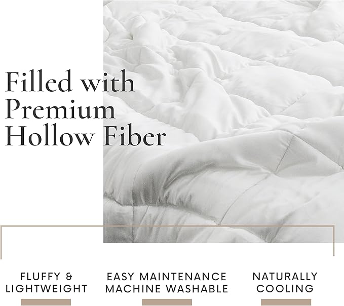 Bamboo Bay All Season Queen Size Comforter, 100% Viscose Made from Bamboo, Soft Quilted Down Alternative Duvet Insert with Corner Tabs, Breathable Cooling Bedding, 90 x 94 Inch