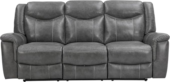 Coaster Home Furnishings - Conrad - Fabric - Upholstered Motion Reclining Sofa with Power Outlet, Padded Headrests and Wall Hugger Design - Living Room - Grey - 650354