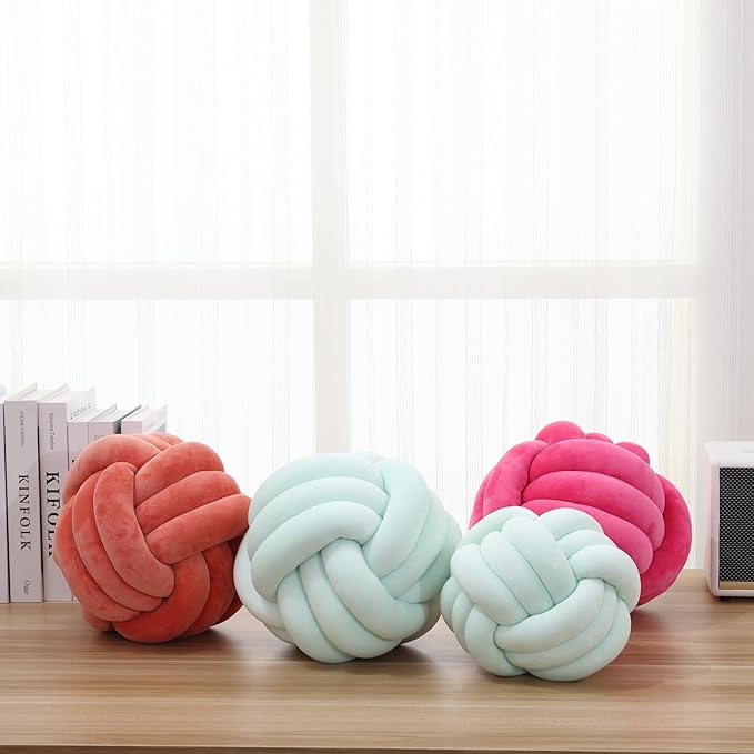 Petrella Knot Pillow Ball Round Throw Pillows Home Decor Cushion Decorative Aesthetic Throw Pillows，Light Green 11inch
