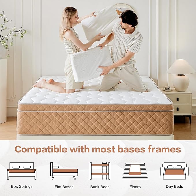 Queen Mattress,12 Inch Queen Size Mattress in a Box,Memory Foam and Pocket Spring Hybrid Mattress,Ideal for All Sleep Positions,CertiPUR-US Certified,Shoulder Support-Medium Firm,80" x 60"