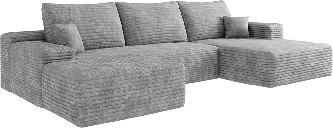 108" Cloud Modular Sectional Sofa Couch with Ottoman and L-Shape Chaise, Minimalist Upholstered Compressed Couches,Deep Seat Floor Sofa Couch,No Assembly Required