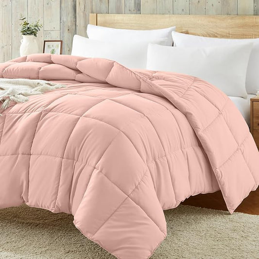 Homelike Moment Comforter King Size - Pink Duvet Insert Down Alternative Bed King Comforter, Lightweight Bedding Comforters Quilted Soft All Season Pink