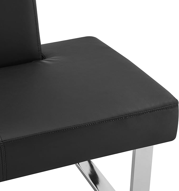 Armen Living Amanda Sectional in Black and Chrome Finish