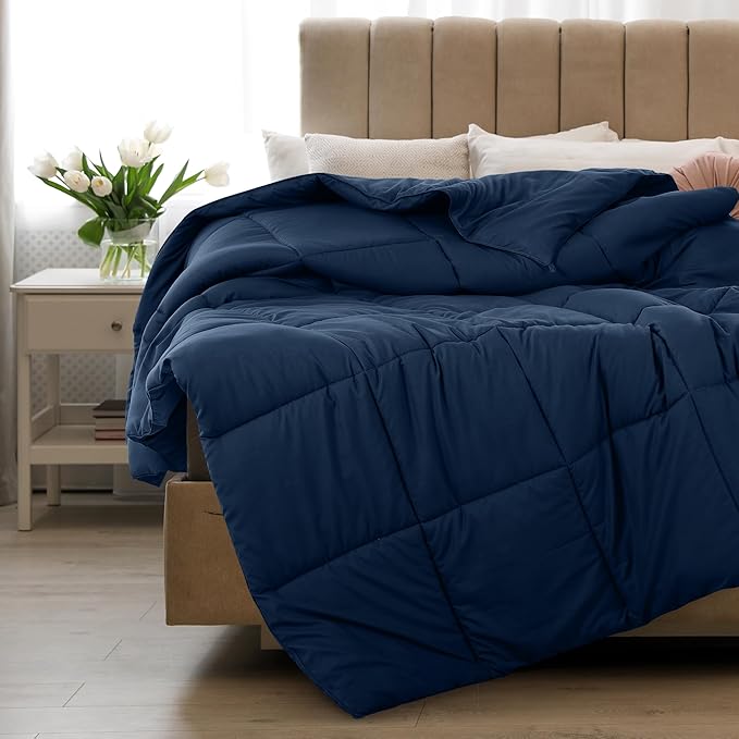 LUX Décor King Comforter – 102x90 Ultra-Soft Down Alternative Duvet Insert with Corner Tabs & Box Stitching, Hotel Quality Plush Microfiber Bedding, Oeko-TEX Certified - Navy Blue