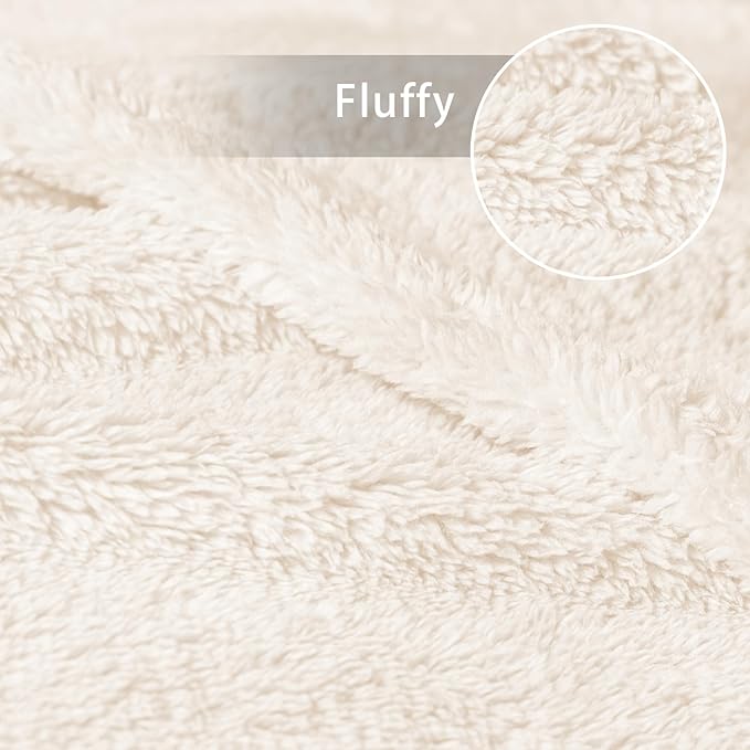 Exclusivo Mezcla King Size Blanket for Bed, Super Soft Velvet Plush Fleece Blankets, Fuzzy Cozy and Warm for Winter, 90x104 Inches, Ivory