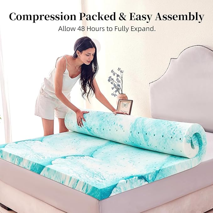 3 inch Memory Foam Mattress Topper King Size Bed, Gel Infused Memory Foam Mattress Pad for Back Pain Relief, 76x80 Inches
