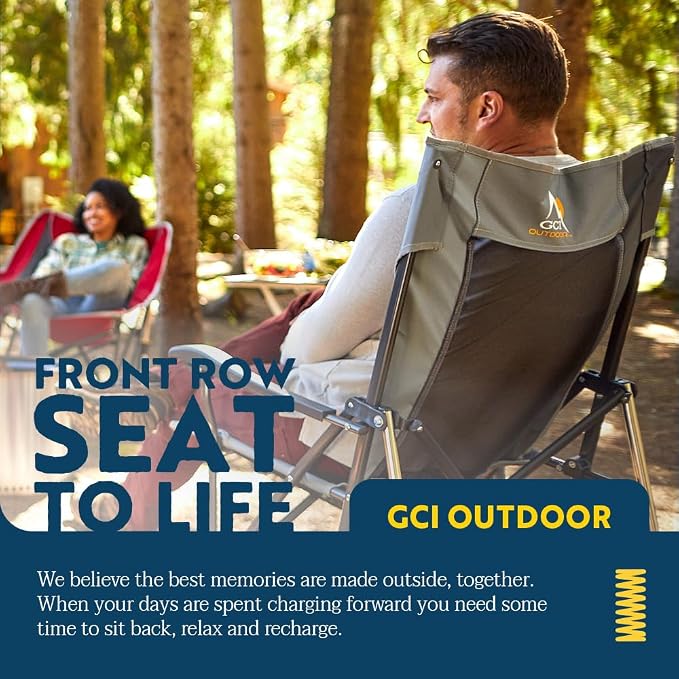GCI OUTDOOR RoadTrip Rocker Camping Chair | Portable, Folding Rocking Chair with Solid, Durable Armrests, Drink Holder & Comfortable Extended Backrest — Indigo Blue - Image 6