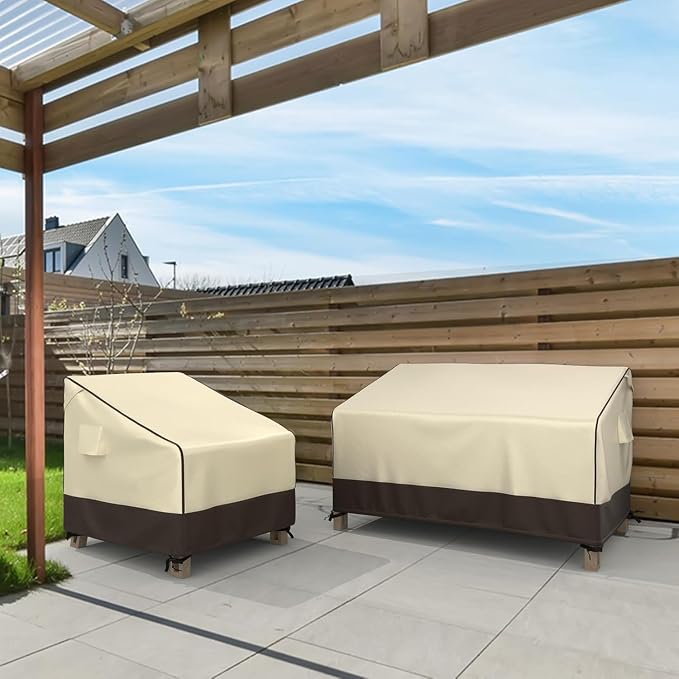 MR.COVER Outdoor Couch Cover Waterproof, Patio Furniture Covers for 3-Seater Couch, Heavy Duty Patio Couch Sofa Covers, Fits up to 87" W x 37" D x 35" H, Moisture-Proof & UV-Protection, Brown & Khaki - Image 7