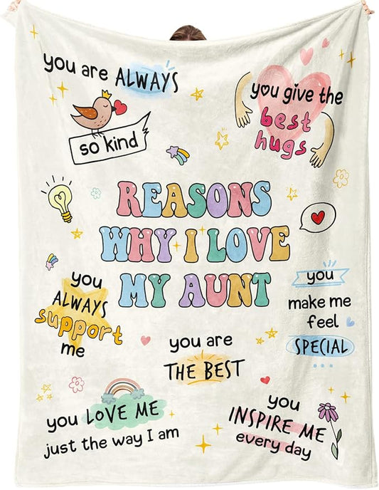 Aunt Gifts, Aunt Blanket, Aunts Birthday Gifts, Gift for Aunts from Niece Nephew, Best Auntie Ever Present Ideas for Christmas Mothers Day, to My Auntie Throw Blanket 60”x50”