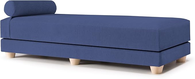 Jaxx Alon Daybed - Fold-Out Sleeper Chaise with Premium Memory Foam Queen-Size Mattress - Made in The USA, Navy