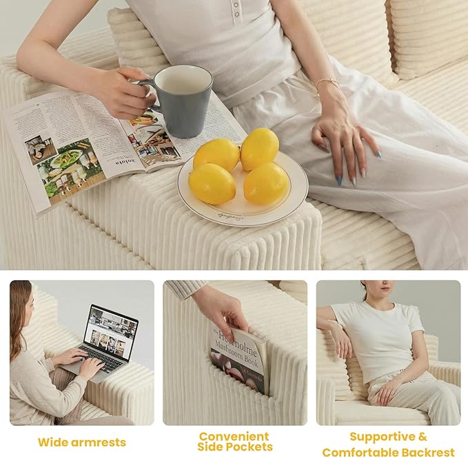 Boneless Couch Sleeper Sofa Bed: 3-in-1 Convertible Sofa Bed with Side Pockets & Handle,Pull Out Couch with 3 Pillows,Folding Futon for Small Space,Living Room & Bedroom
