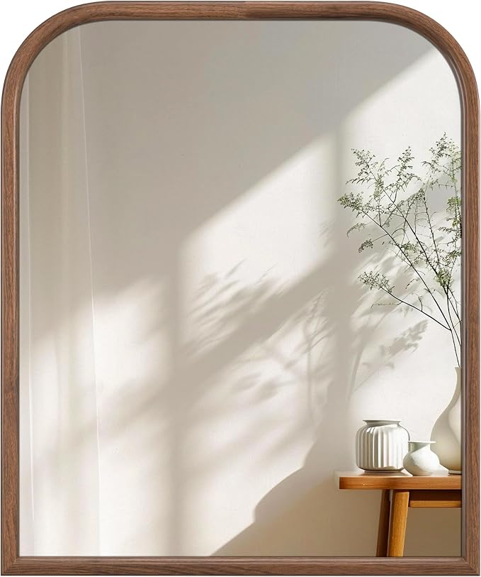 30"x36" Arch Wall Mirror for Wall, Wall Mounted Vanity Mirror for Bedroom, Wood Grain Finish Frame Mirror with Tempered Glass, Vintage Decorative for Bathroom, Entryway, Living Room, Walnut by Acovy