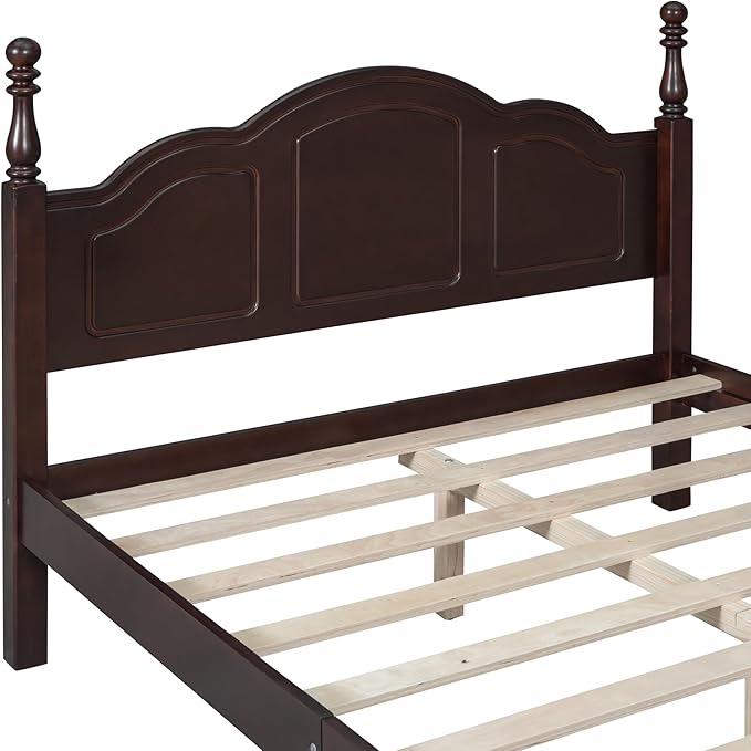 Harper & Bright Designs 3-Piece Full Bedroom Set, Retro Style Wooden Bedroom Furniture Set with Full Size Bed Frame and Two Nightstands for Kids Teens Adults Bedroom, Dark Walnut