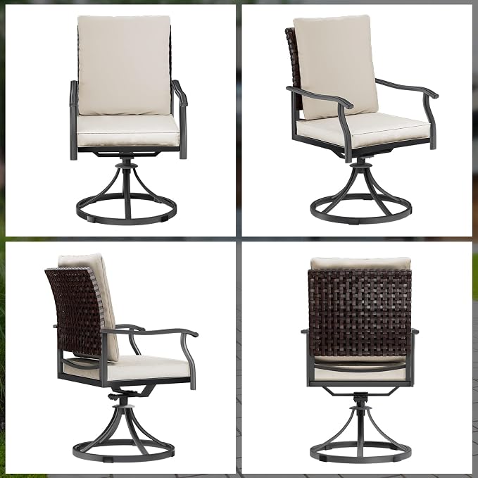LEVELEVE 2-Piece Swivel Dining Chairs, Outdoor Patio Bistro Chairs for Lawn, Garden, Deck, Backyard & Porch (Matching Series for 5-Piece Set) - Image 4