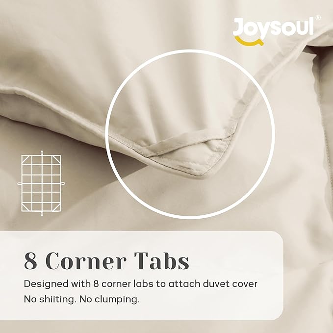 Joysoul King Size Down Comforter - All Season Ultra Soft Goose Down & Feather Fiber Fill, Luxury Hotel Cream Duvet Insert with Corner Tabs (104" X 88")