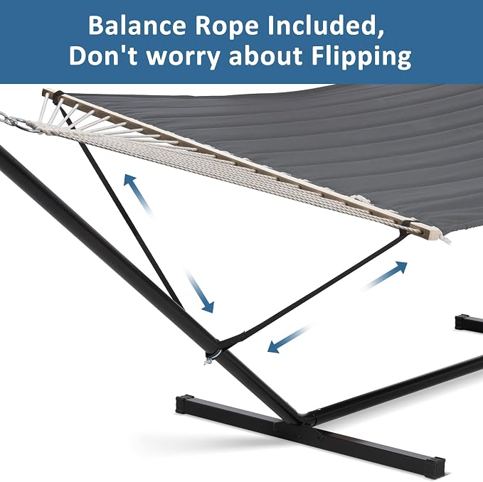 SUNCREAT 2 Person Hammock with Stand, Heavy Duty Portable Hammocks, 475 lbs Capacity, Dark Grey - Image 3