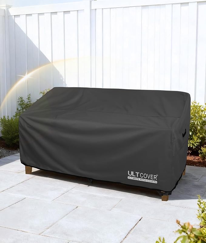 ULTCOVER Patio Furniture Sofa Cover 88W x 35D x 35H inch Waterproof Outdoor 3-Seater Couch Cover, Black - Image 6