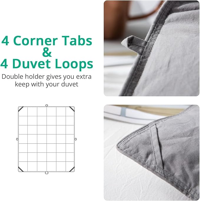 Topllen Down Feather Comforter Queen Size, All Season Duvet Insert, 100% Cotton Shell, Soft and Breathable Bedding with 8 Corner Tabs (90 x 90, Grey)