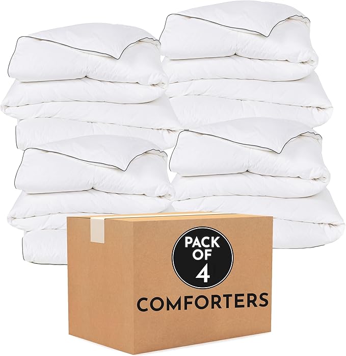 California Design Den Bulk Pack of 4 Twin XL/Twin Down Alternative Comforter - All-Season Down Alternative, Quilted, Fluffy, Soft, Breathable, Machine Washable with Corner Tabs - White