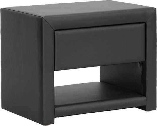 Baxton Studio Massey Upholstered Modern Nightstand, Black by BaxtonStudio