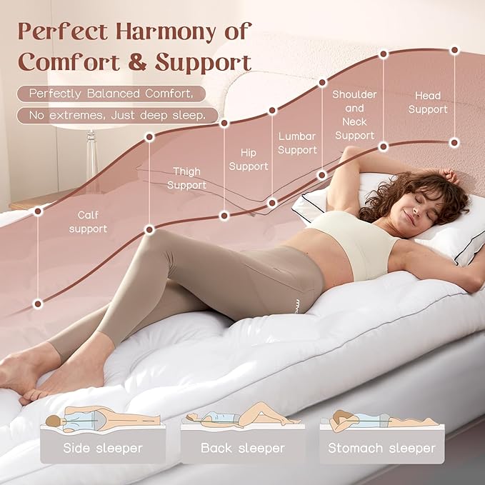 Decroom 4 Inch Mattress Topper Queen for Back Pain Relief, Breathable Memory Foam Mattress Pad, Soft & Supportive Pillow Topper,80x60x4 Inch