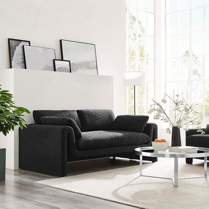 Modway EEI-6381-BLK Waverly Boucle Fabric Sofa, Black