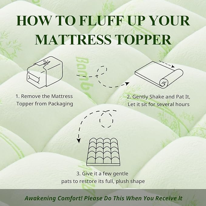 Memory Foam Mattress Topper - Viscose Made from Bamboo Pillow Top Thick Twin Size Mattress Pad for Back Pain, Ultra Soft & Cooling for Hot Sleepers, 6-18'' Deep Pocket, Green