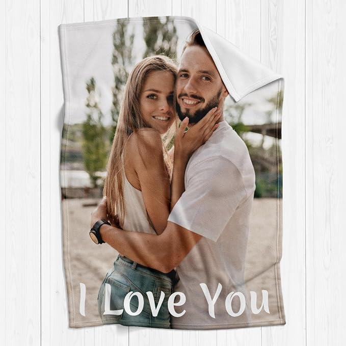 inkArts Custom Blankets with Photo, Personalized Blanket Using My Own Photo, Customized Blankets with Picture, Personalized Gifts for Women Men Baby Child