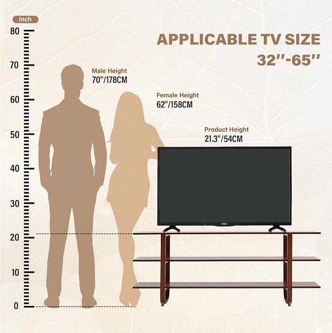Tiita Wooden TV Stand for 65 Inch TV, Modern Media Console Table with 3-Tier Storage Shelves, Long Entertainment Center for Living Room, Walnut TV Stand with Open Display Rack - Image 5