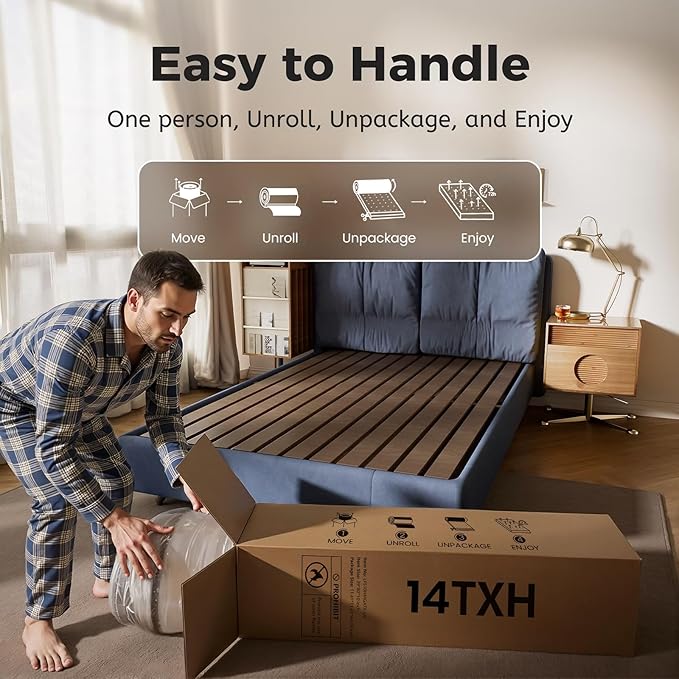 Full Mattress Mattress 14" Hybrid Mattress - Medium-Plush Support- Made in USA - Individually Pocketed Coils & CertiPUR-US Foam - Fiberglass-Free - Bed in a Box